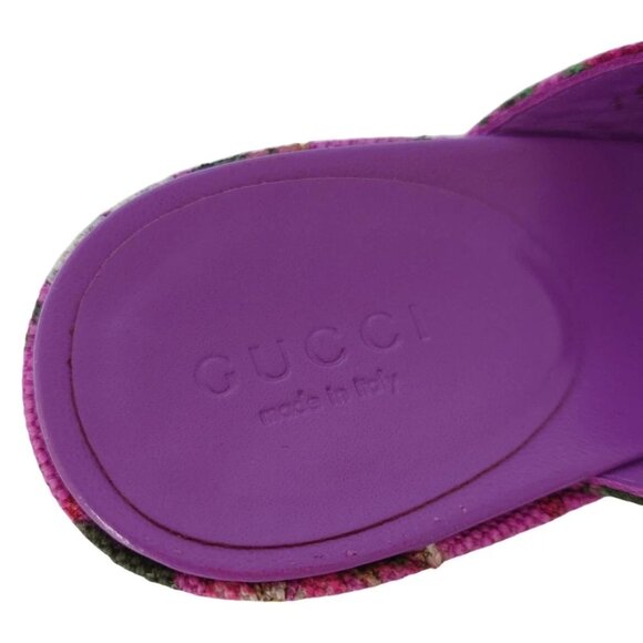 GUCCI - Pink Green Multi Canvas Women's Sandals 167-052525 - Picture 6 of 6